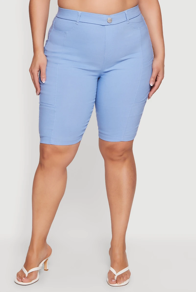 Plus Pull On Bermuda Shorts with Cell Phone Pockets