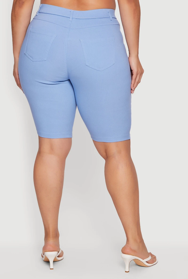 Plus Pull On Bermuda Shorts with Cell Phone Pockets