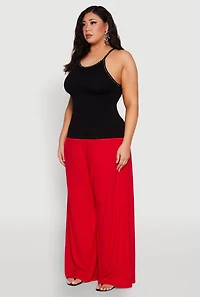 Womens Plus Seamless Ribbed Rhinestone Trim Cami,