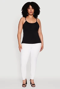 Womens Plus Size Seamless Rhinestone Detail Cami, Black, Size 2X-3X