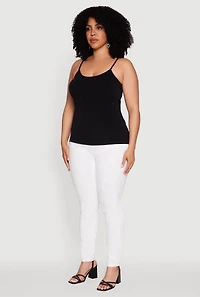 Womens Plus Size Seamless Rhinestone Detail Cami, Black, Size 1X-2X