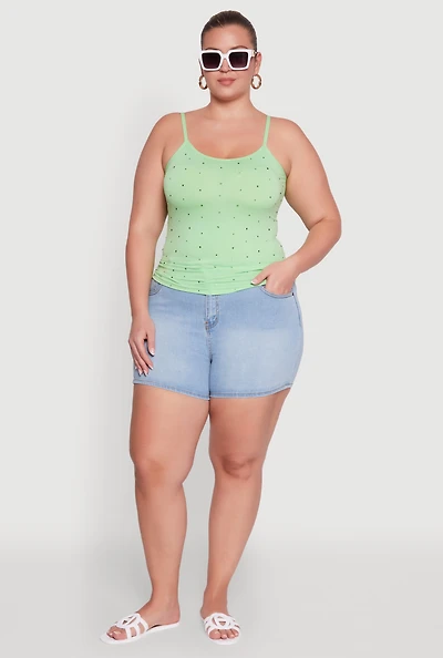 Womens Plus Seamless Rhinestone Detail Cami, 1X-2X