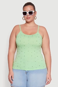 Womens Plus Seamless Rhinestone Detail Cami, 1X-2X