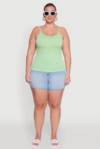 Womens Plus Seamless Rhinestone Detail Cami, 1X-2X