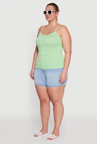 Womens Plus Seamless Rhinestone Detail Cami, 1X-2X