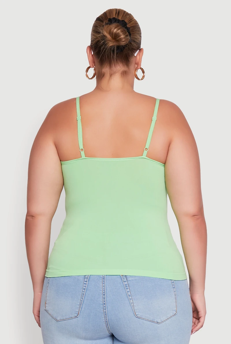 Womens Plus Seamless Rhinestone Detail Cami, 1X-2X