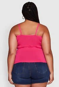 Womens Plus Size Seamless Rhinestone Detail Cami, Pink, Size 1X-2X