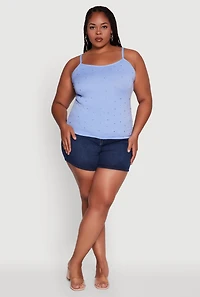 Womens Plus Seamless Rhinestone Detail Cami, 2X-3X