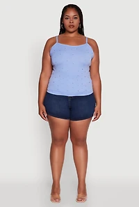 Womens Plus Seamless Rhinestone Detail Cami, 2X-3X