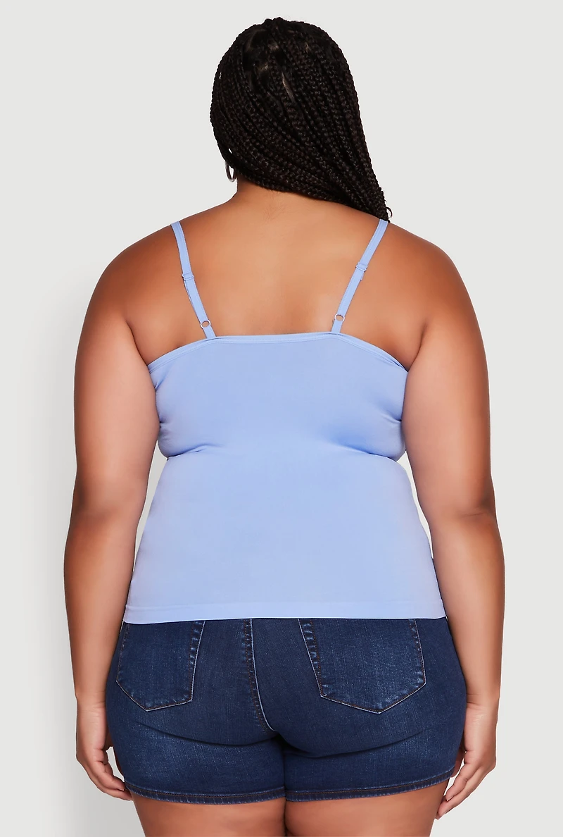 Womens Plus Seamless Rhinestone Detail Cami,
