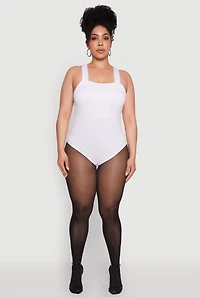 Plus Trendy Seamless Square Neck Shelf Bra Bodysuit