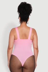 Plus Trendy Seamless Square Neck Shelf Bra Bodysuit