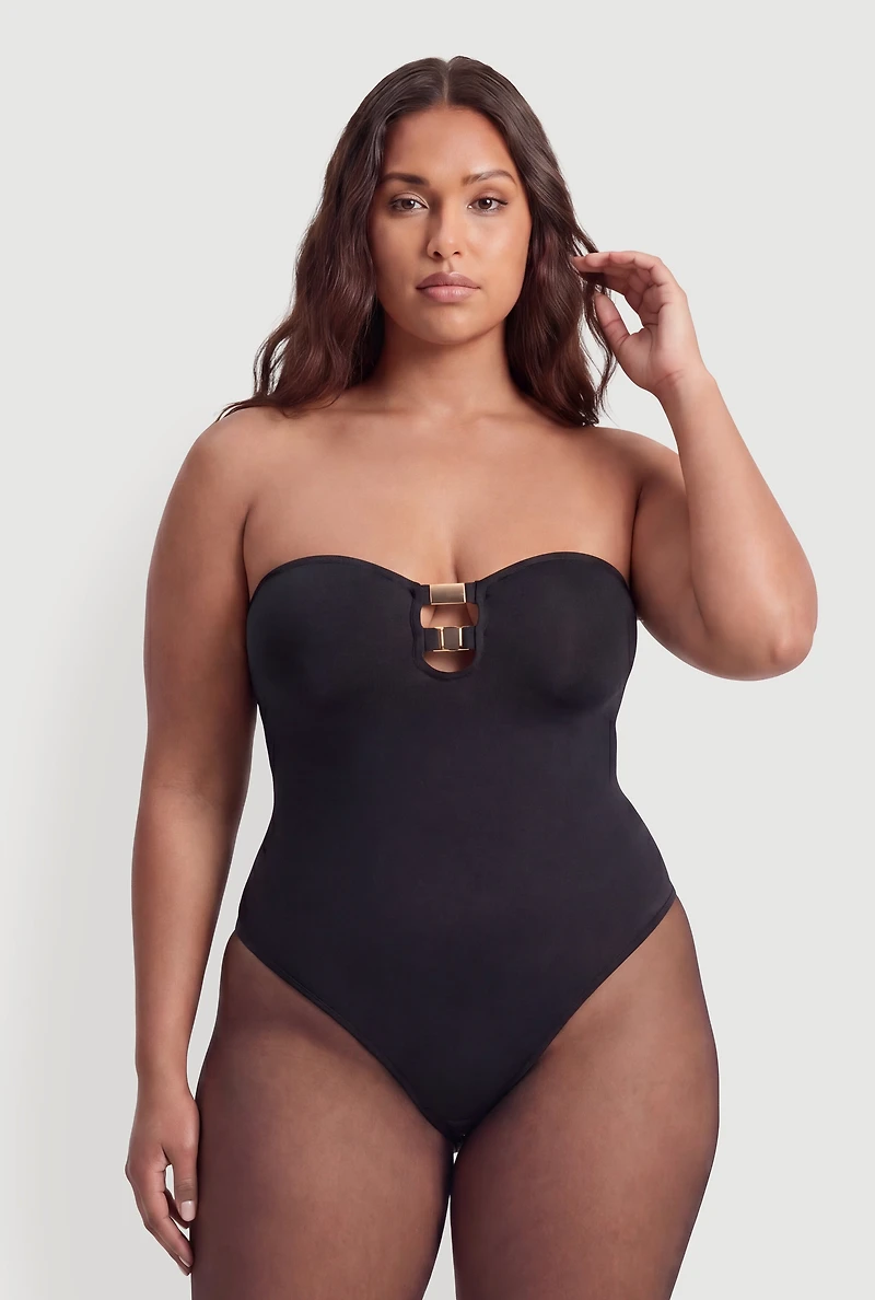 Plus Metallic Detail Keyhole Bodysuit