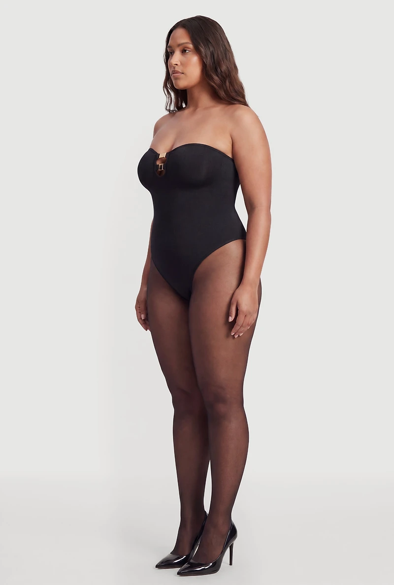 Plus Metallic Detail Keyhole Bodysuit