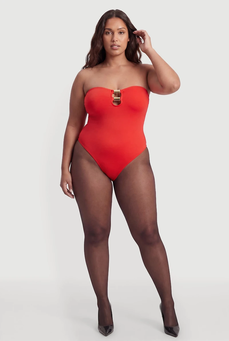Plus Metallic Detail Keyhole Bodysuit