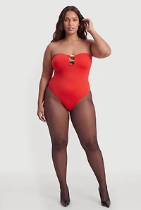 Plus Metallic Detail Keyhole Bodysuit