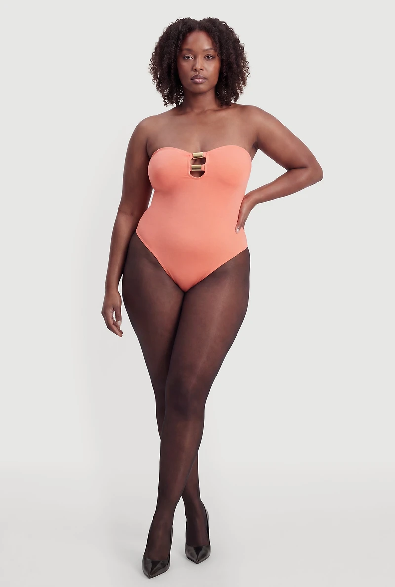Plus Metallic Detail Keyhole Bodysuit