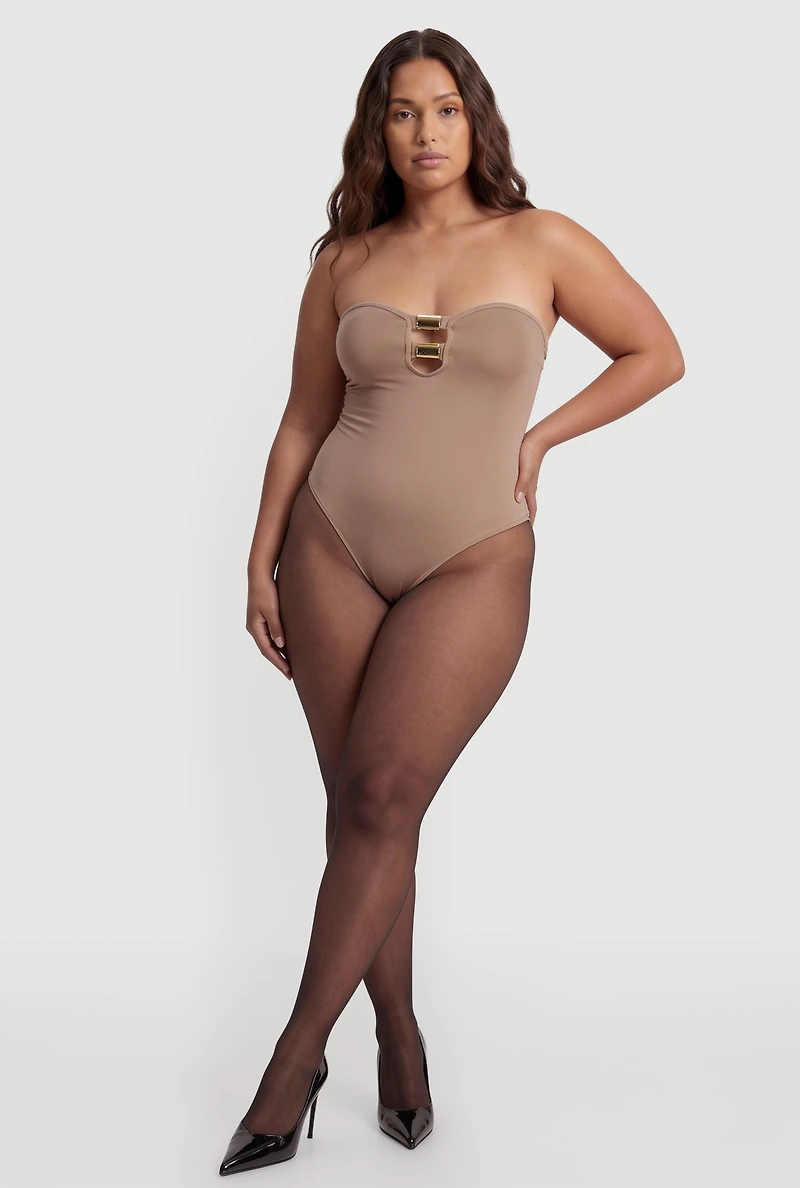 Plus Metallic Detail Keyhole Bodysuit