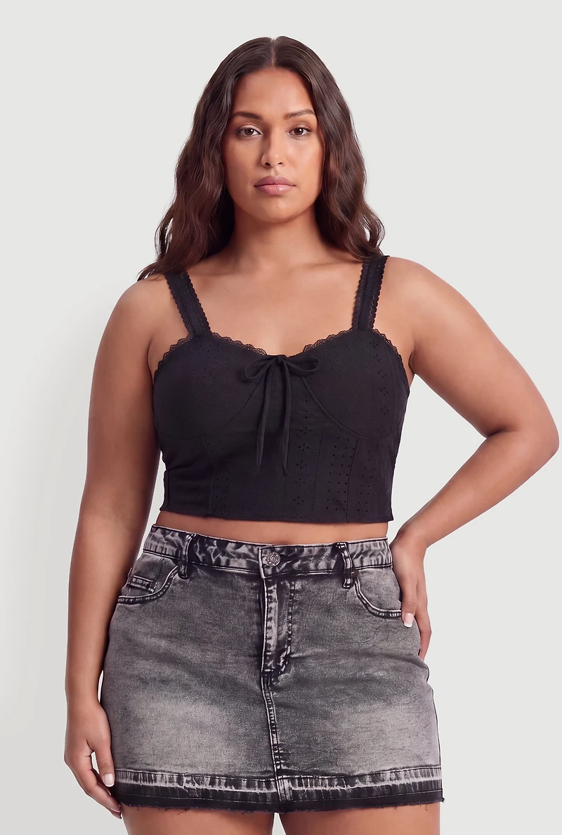 Plus Eyelet Cropped Bustier Top