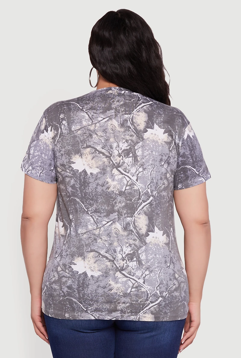 Plus Hunter Camo Short Sleeve Crew Neck Tee
