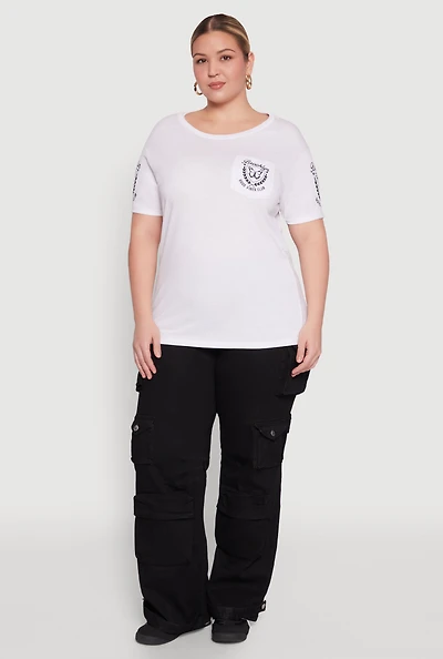 Womens Plus Size Brooklyn Butterfly Good Vibes Club Graphic Tee, White, Size 1X