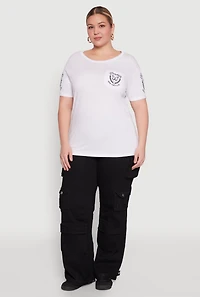 Womens Plus Size Brooklyn Butterfly Good Vibes Club Graphic Tee, White, Size 1X