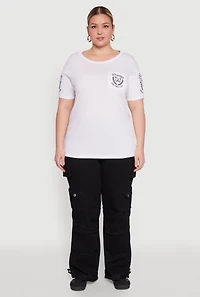 Womens Plus Size Brooklyn Butterfly Good Vibes Club Graphic Tee, White, Size 1X