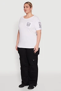Womens Plus Size Brooklyn Butterfly Good Vibes Club Graphic Tee, White, Size 2X