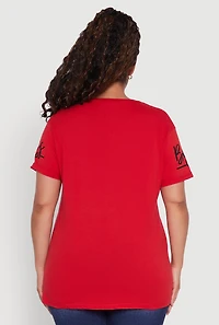Womens Plus Size Boss Definition Graphic Roll Cuff Tee, Red, Size 3X