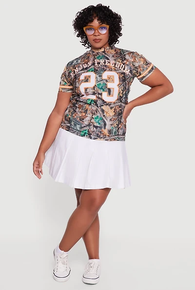 Womens Plus Size Hunter Camo Enjoy Freedom 23 Graphic Tee, Multi, Size 1X