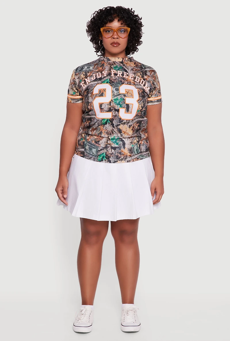 Womens Plus Size Hunter Camo Enjoy Freedom 23 Graphic Tee, Multi, Size 3X