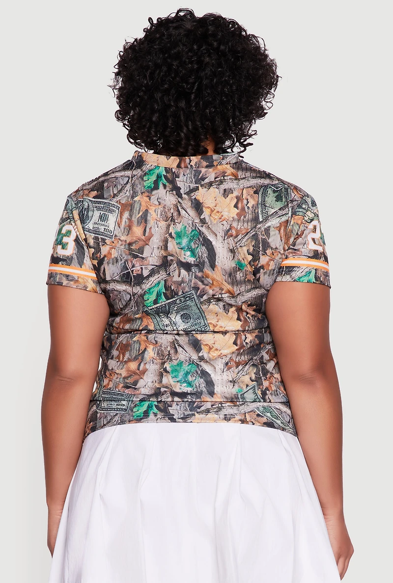 Womens Plus Size Hunter Camo Enjoy Freedom 23 Graphic Tee, Multi, Size 3X