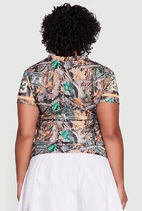 Womens Plus Size Hunter Camo Enjoy Freedom 23 Graphic Tee, Multi, Size 3X