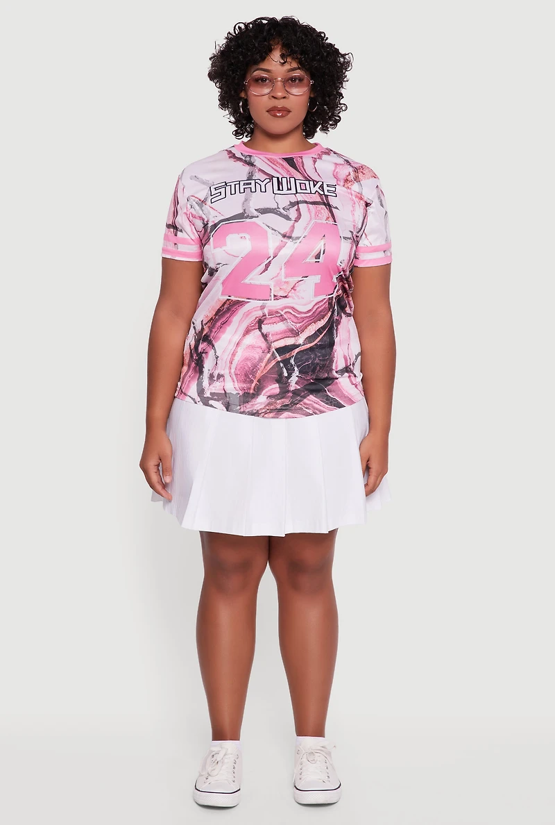 Womens Plus Size Hunter Camo Stay Woke 24 Graphic Tee, Pink, Size 2X