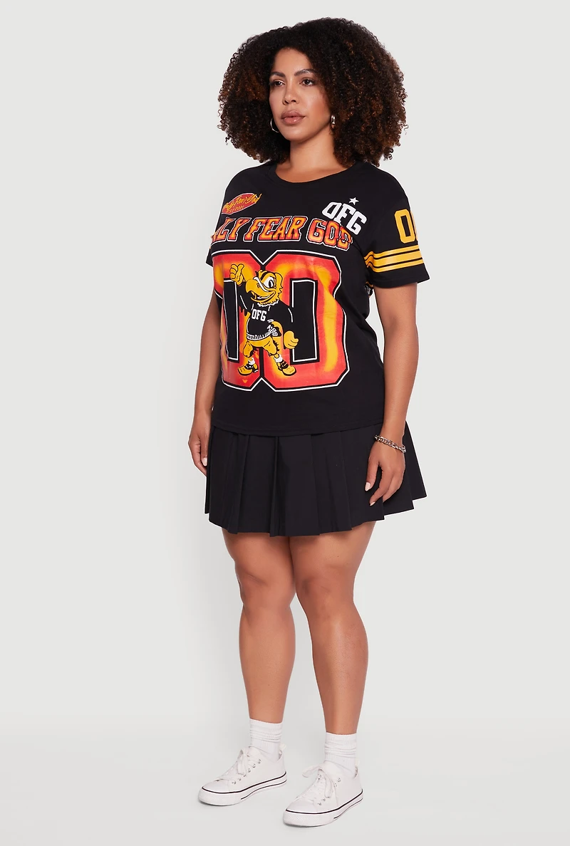 Womens Plus Size Only Fear God Varsity T-Shirt, Black, Size 3X