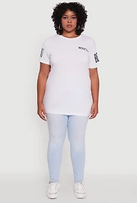 Womens Plus Velvet Burnout Beautiful Graphic Tee, White,