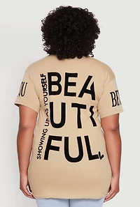 Womens Plus Velvet Burnout Beautiful Graphic Tee,