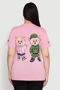 Womens Plus Be Kind Bear Graphic Crew Neck T-Shirt,
