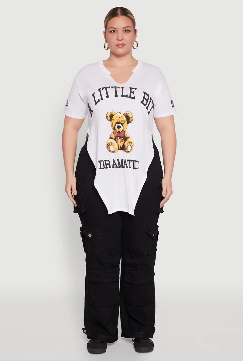 Plus A Little Bit Dramatic Side Slit Graphic Tee