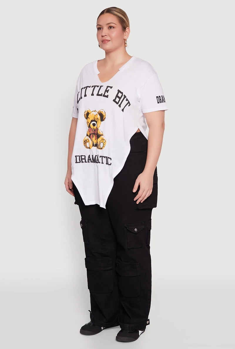 Plus A Little Bit Dramatic Side Slit Graphic Tee