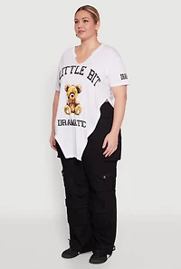 Plus A Little Bit Dramatic Side Slit Graphic Tee