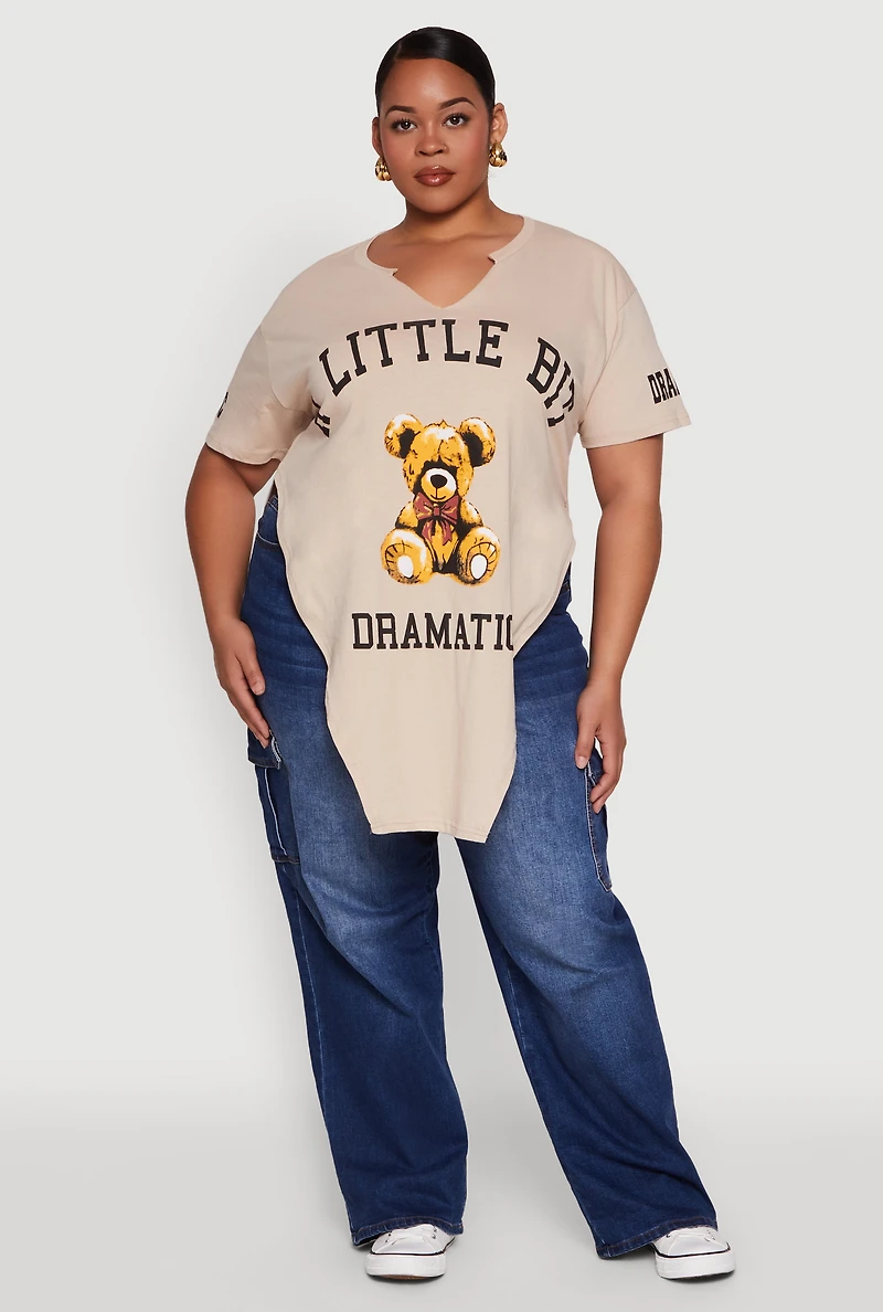 Plus A Little Bit Dramatic Side Slit Graphic Tee