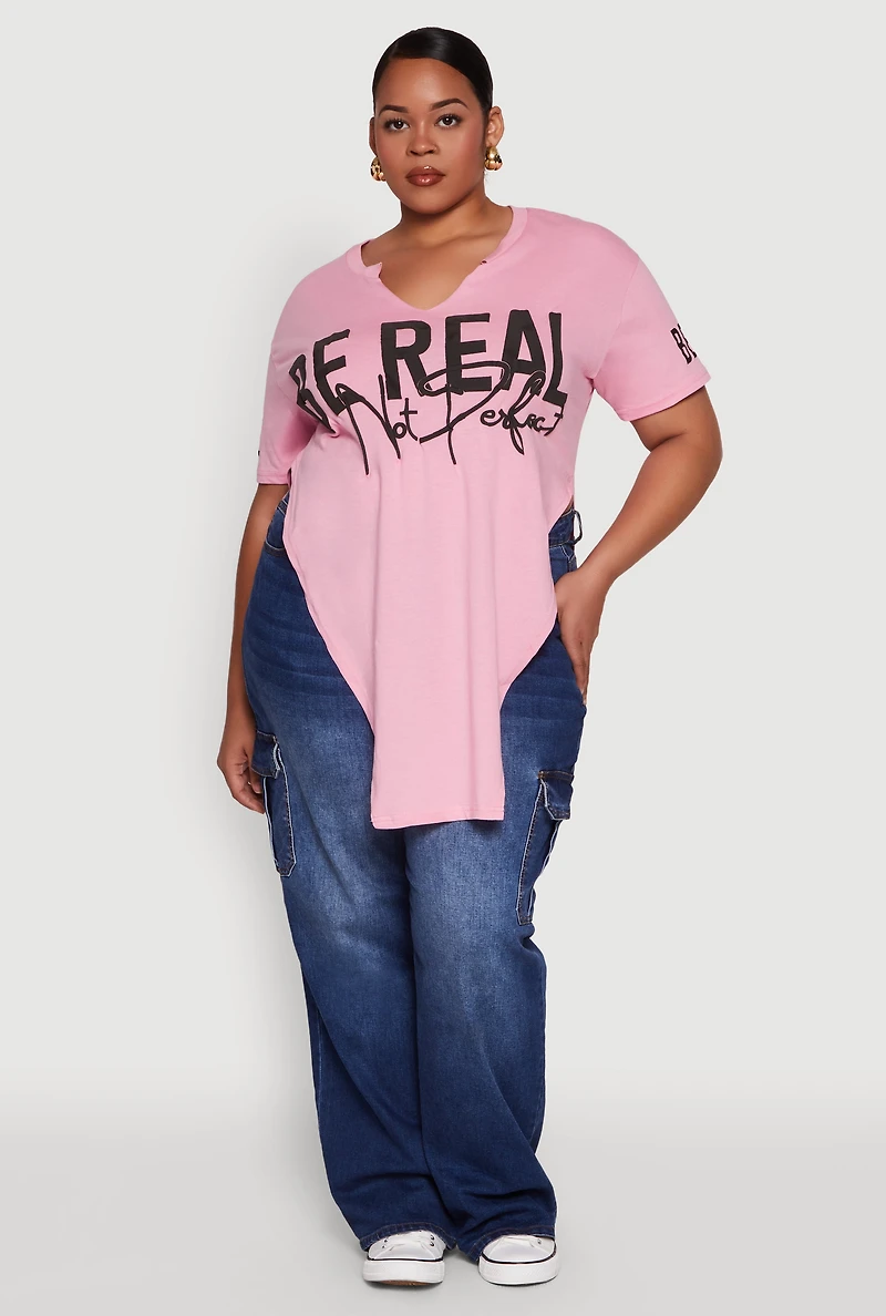 Plus Be Real Not Perfect Graphic T Shirt