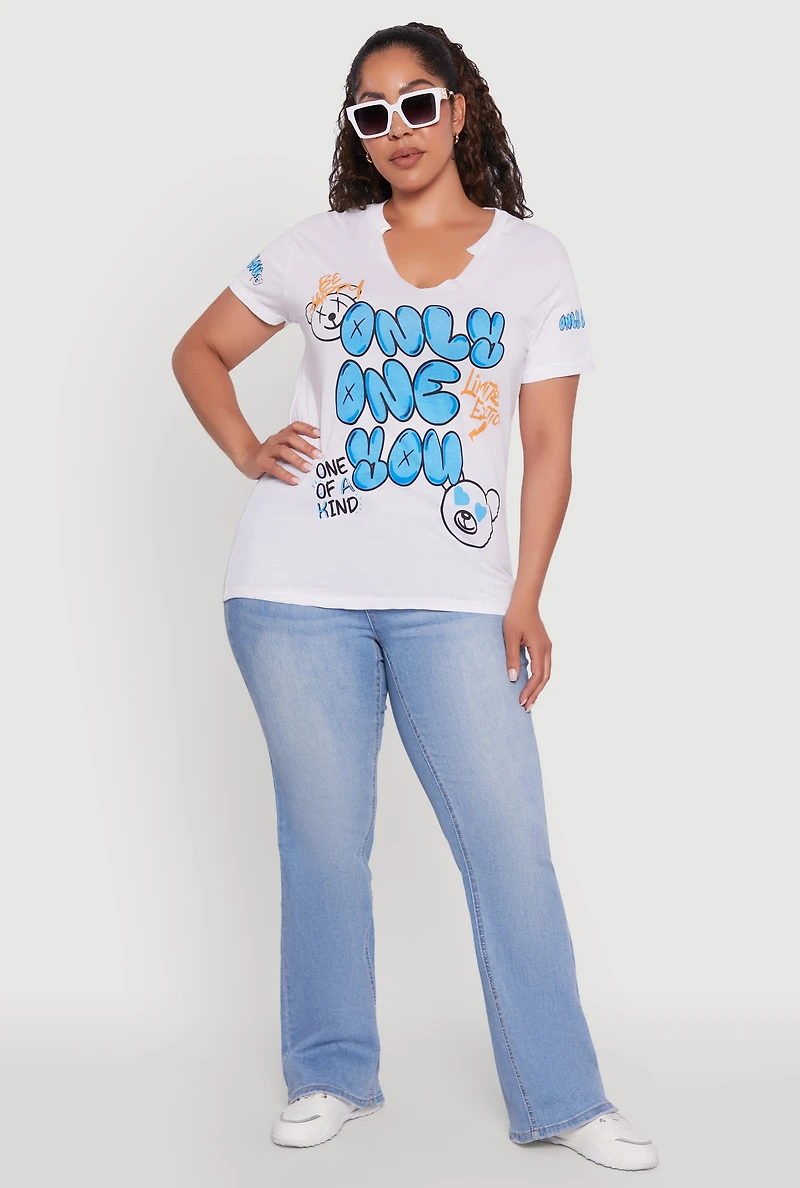 Womens Plus Size Only One You Graphic T-Shirt, White, Size 3X