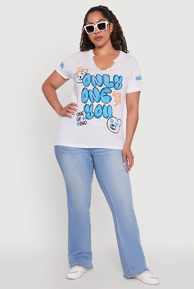 Womens Plus Size Only One You Graphic T-Shirt, White, Size 3X
