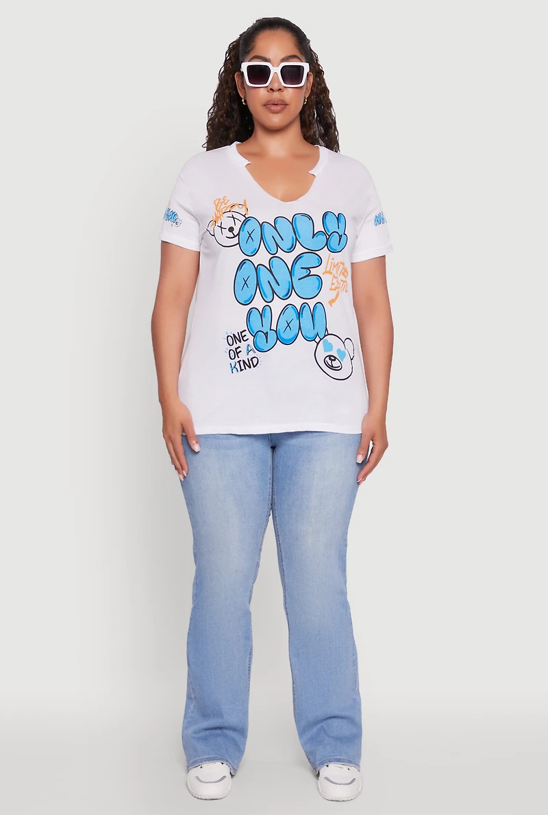 Womens Plus Size Only One You Graphic T-Shirt, White, Size 3X