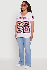 Womens Plus Size Notch Neck Angel Baby 68 Graphic Tee, White, Size 2X
