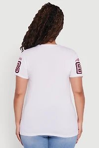 Womens Plus Size Notch Neck Angel Baby 68 Graphic Tee, White, Size 2X