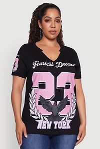 Womens Plus Size New York Fearless Dreams 23 Graphic Tee, Black, Size 3X