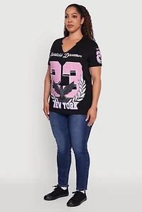 Womens Plus Size New York Fearless Dreams 23 Graphic Tee, Black, Size 3X